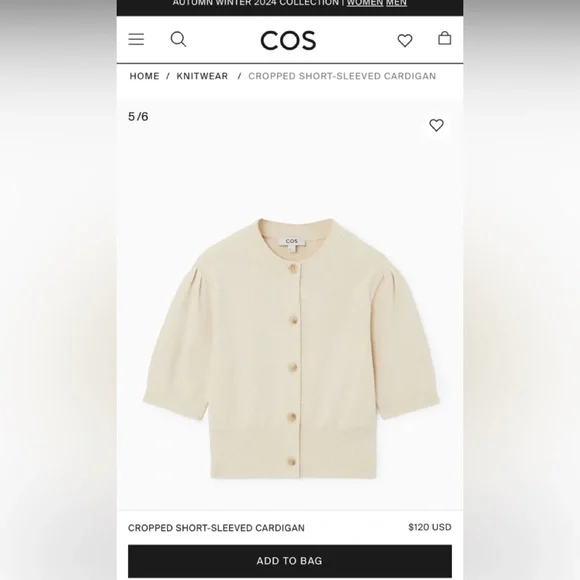 COS CROPPED SHORT-SLEEVED CARDIGAN - Picture 2 of 2